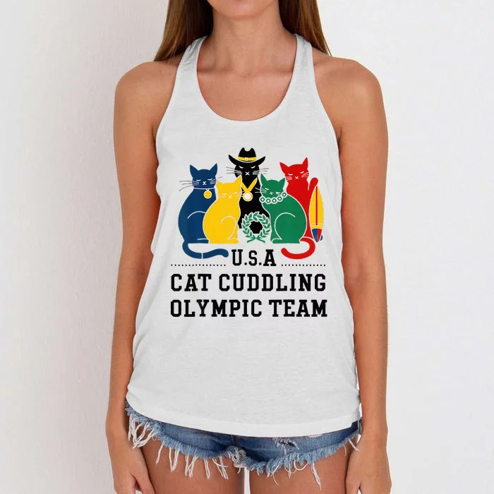 Funny Cat Quote Cat Cuddling Team Cool Women's Knotted Racerback Tank