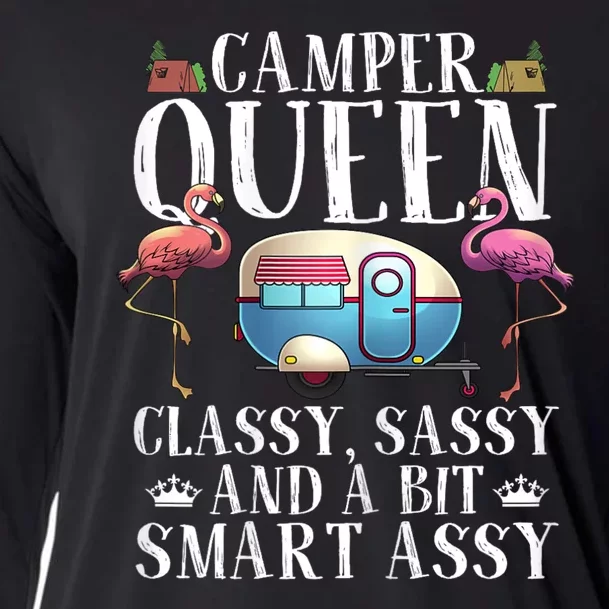 Funny Camper Queen Sassy Gift For Women Rv Camping Lovers Cooling Performance Long Sleeve Crew