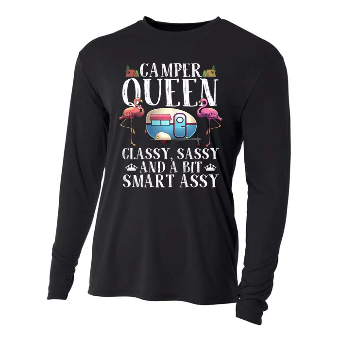 Funny Camper Queen Sassy Gift For Women Rv Camping Lovers Cooling Performance Long Sleeve Crew