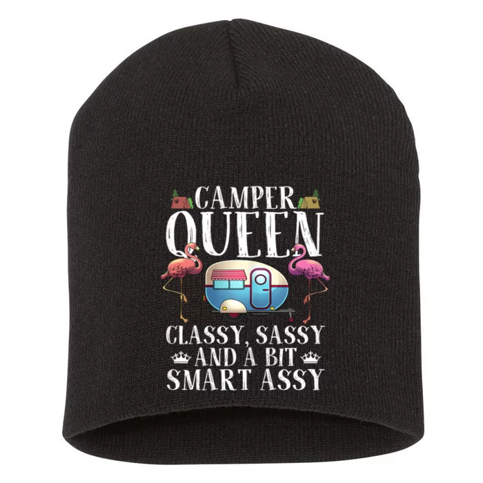 Funny Camper Queen Sassy Gift For Women Rv Camping Lovers Short Acrylic Beanie