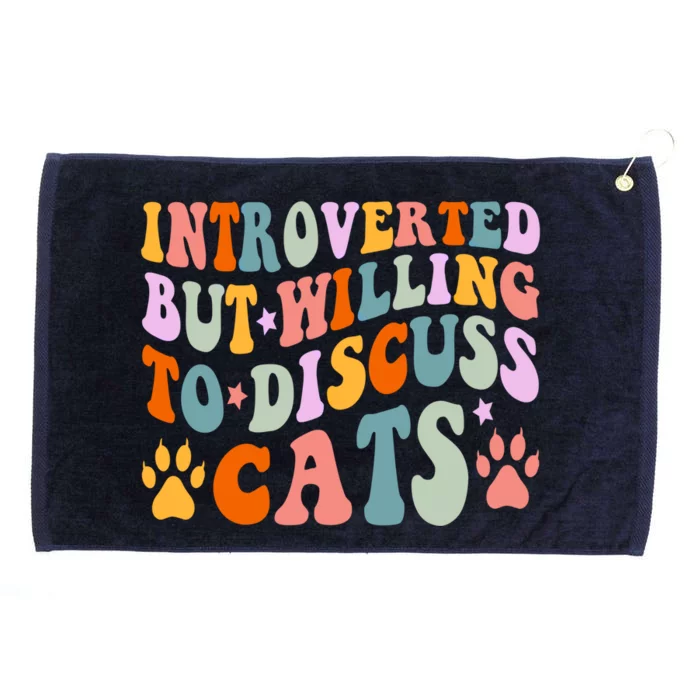 Funny Cat Quotes Introverted But Willing To Discuss Cats Gift Grommeted Golf Towel