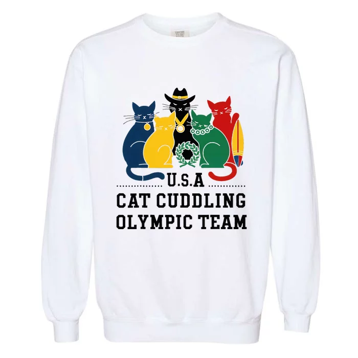 Funny Cat Quote Cat Cuddling Team Cool Garment-Dyed Sweatshirt