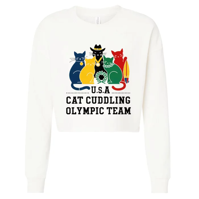 Funny Cat Quote Cat Cuddling Team Cool Cropped Pullover Crew