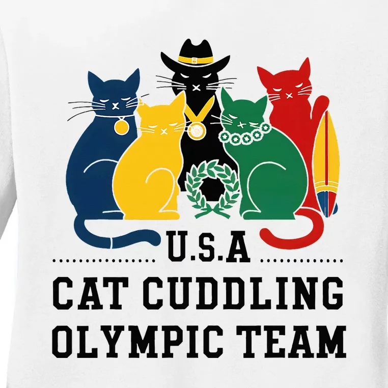 Funny Cat Quote Cat Cuddling Team Cool Ladies Long Sleeve Shirt