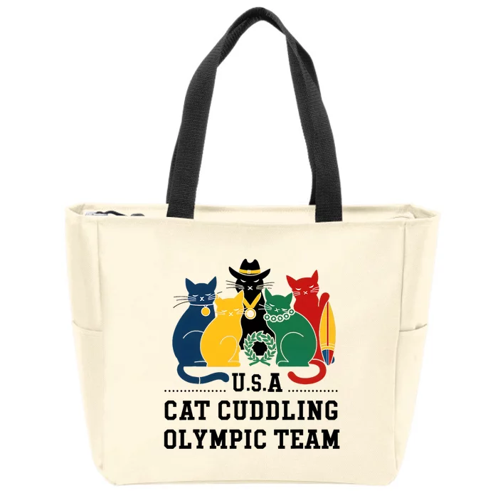 Funny Cat Quote Cat Cuddling Team Cool Zip Tote Bag