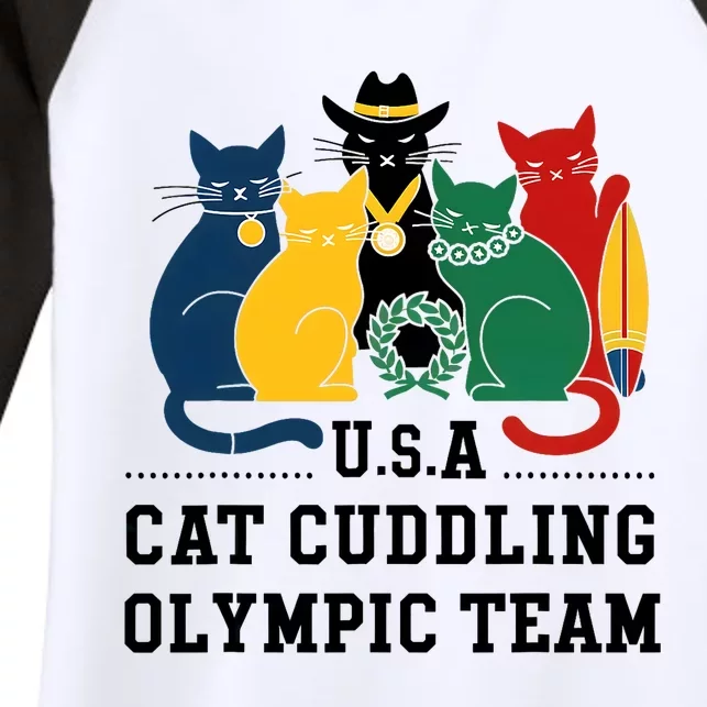 Funny Cat Quote Cat Cuddling Team Cool Women's Tri-Blend 3/4-Sleeve Raglan Shirt