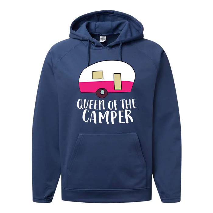 Funny Camping Queen Of The Camper Rv Camper Mom Camper Queen Gift Performance Fleece Hoodie