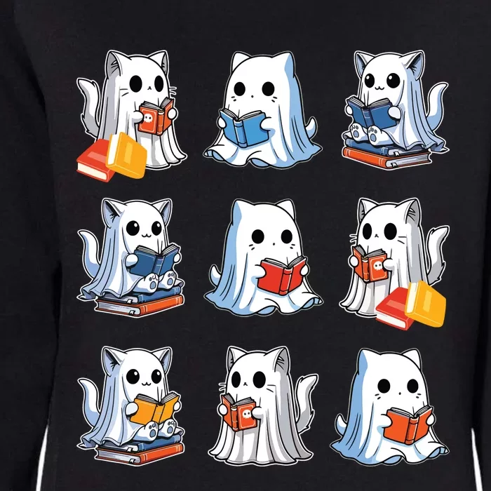 Funny Cats Reading Halloween Cute Cats Ghosts Reading Books Womens California Wash Sweatshirt