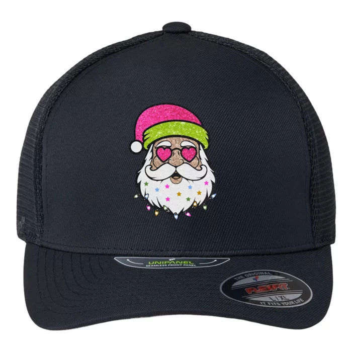 Funny Cool Retro Groovy Santa Claus Flexfit Unipanel Trucker Cap