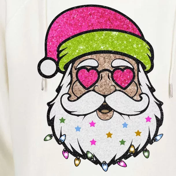 Funny Cool Retro Groovy Santa Claus Womens Funnel Neck Pullover Hood