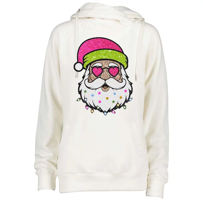 Funny Cool Retro Groovy Santa Claus Womens Funnel Neck Pullover Hood