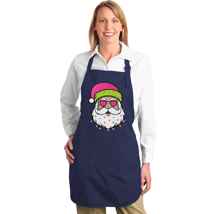 Funny Cool Retro Groovy Santa Claus Full-Length Apron With Pocket