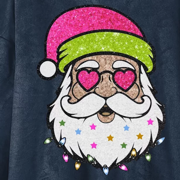 Funny Cool Retro Groovy Santa Claus Hooded Wearable Blanket