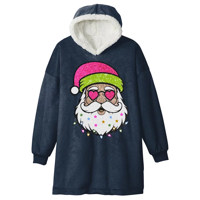 Funny Cool Retro Groovy Santa Claus Hooded Wearable Blanket