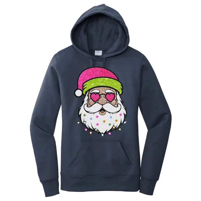 Funny Cool Retro Groovy Santa Claus Women's Pullover Hoodie