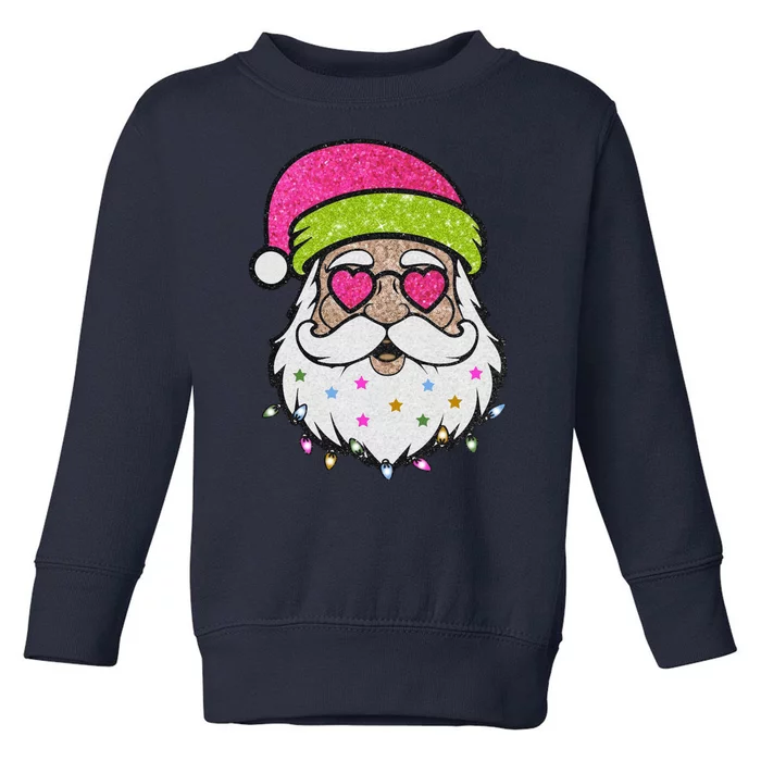 Funny Cool Retro Groovy Santa Claus Toddler Sweatshirt