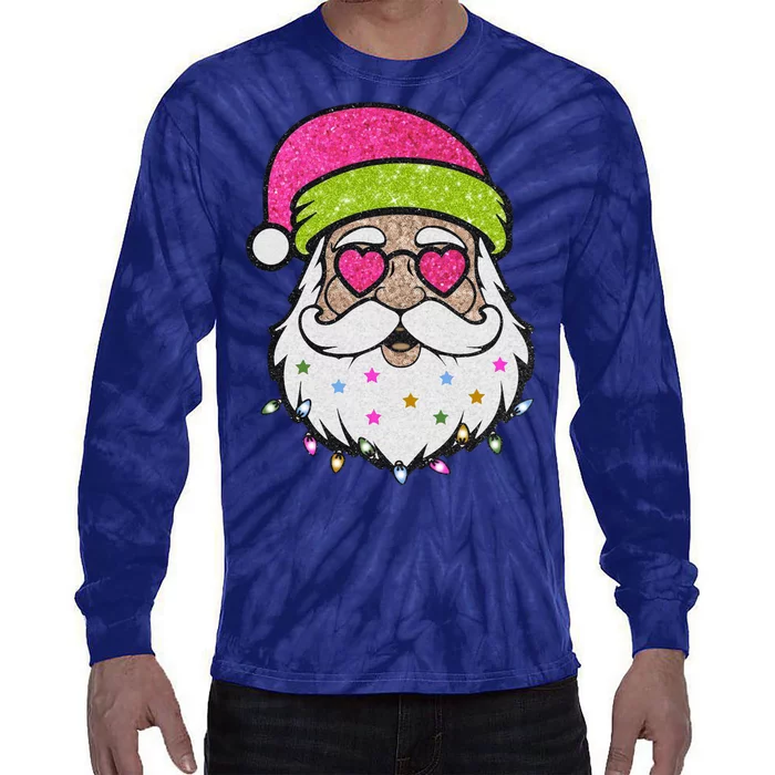 Funny Cool Retro Groovy Santa Claus Tie-Dye Long Sleeve Shirt