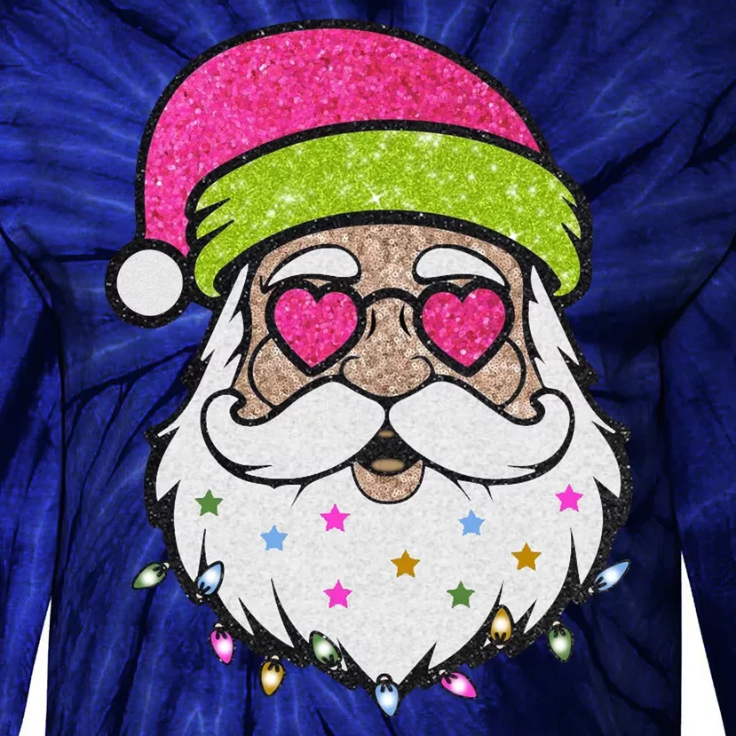 Funny Cool Retro Groovy Santa Claus Tie-Dye Long Sleeve Shirt