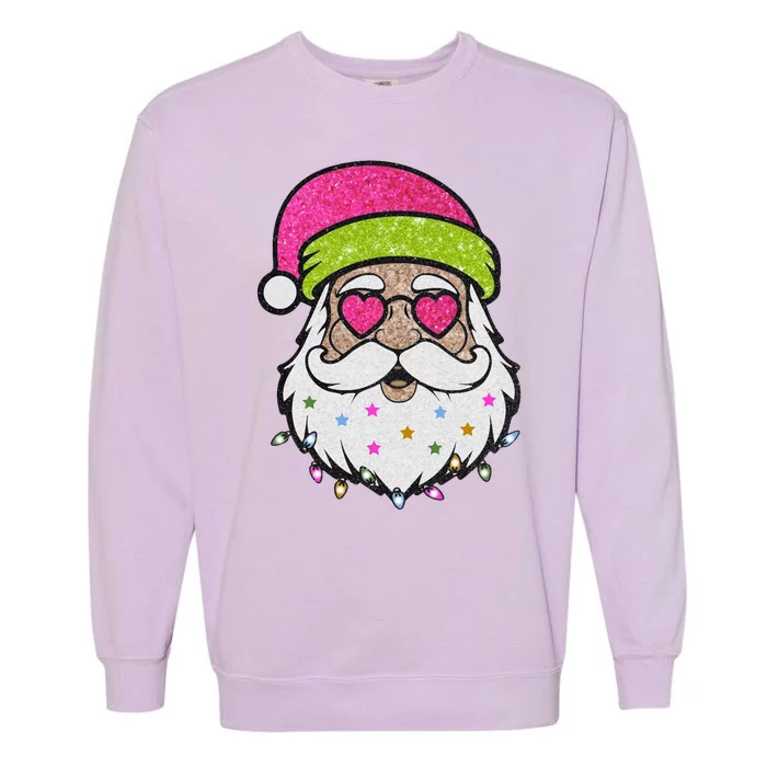 Funny Cool Retro Groovy Santa Claus Garment-Dyed Sweatshirt