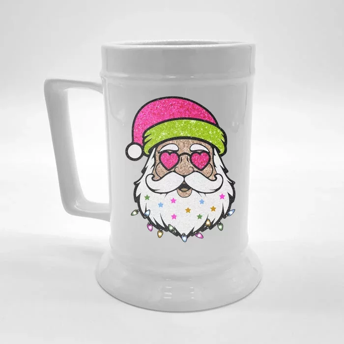 Funny Cool Retro Groovy Santa Claus Front & Back Beer Stein