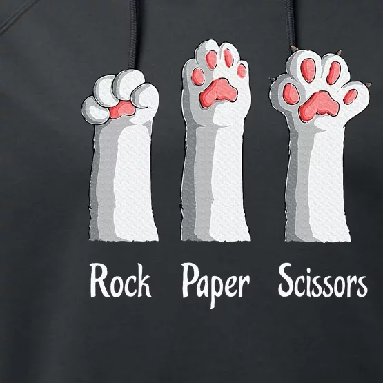 Funny Cat Rock Paper Scissors Hand Game Cute Paw Kitten Performance Fleece Hoodie