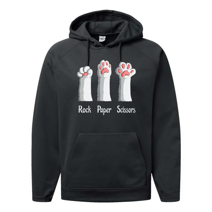 Funny Cat Rock Paper Scissors Hand Game Cute Paw Kitten Performance Fleece Hoodie