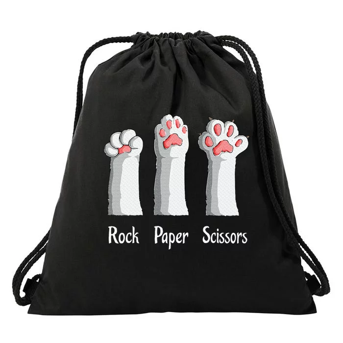 Funny Cat Rock Paper Scissors Hand Game Cute Paw Kitten Drawstring Bag