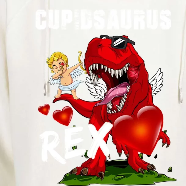 Funny Cupidsaurus Rex Dabbing Cupid Dinosaur Valentine's Day Gift Womens Funnel Neck Pullover Hood