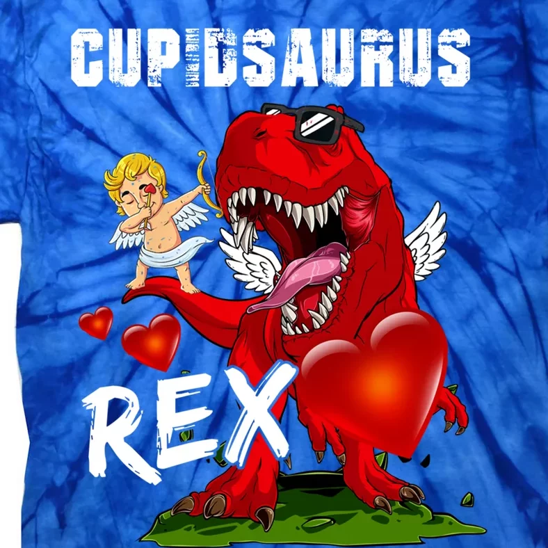 Funny Cupidsaurus Rex Dabbing Cupid Dinosaur Valentine's Day Gift Tie-Dye T-Shirt