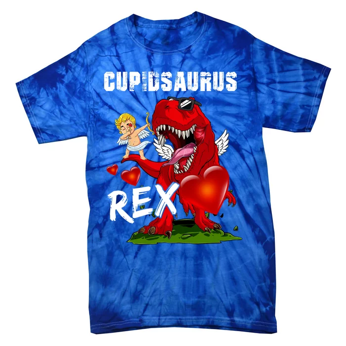 Funny Cupidsaurus Rex Dabbing Cupid Dinosaur Valentine's Day Gift Tie-Dye T-Shirt