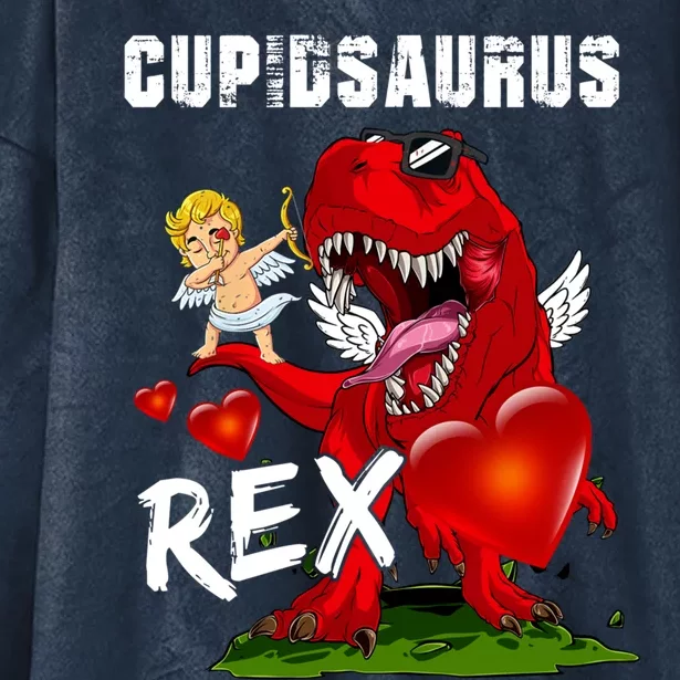 Funny Cupidsaurus Rex Dabbing Cupid Dinosaur Valentine's Day Gift Hooded Wearable Blanket