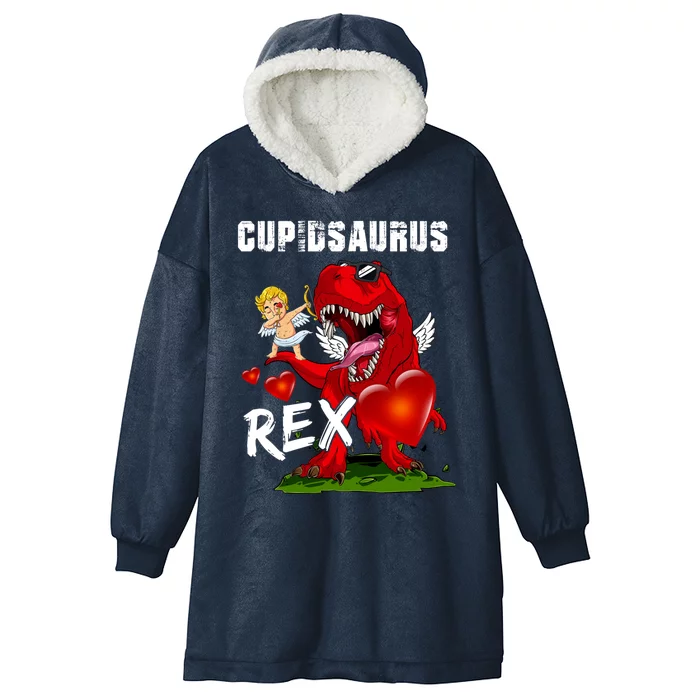 Funny Cupidsaurus Rex Dabbing Cupid Dinosaur Valentine's Day Gift Hooded Wearable Blanket