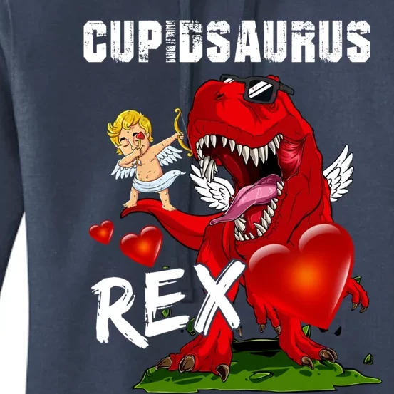 Funny Cupidsaurus Rex Dabbing Cupid Dinosaur Valentine's Day Gift Women's Pullover Hoodie