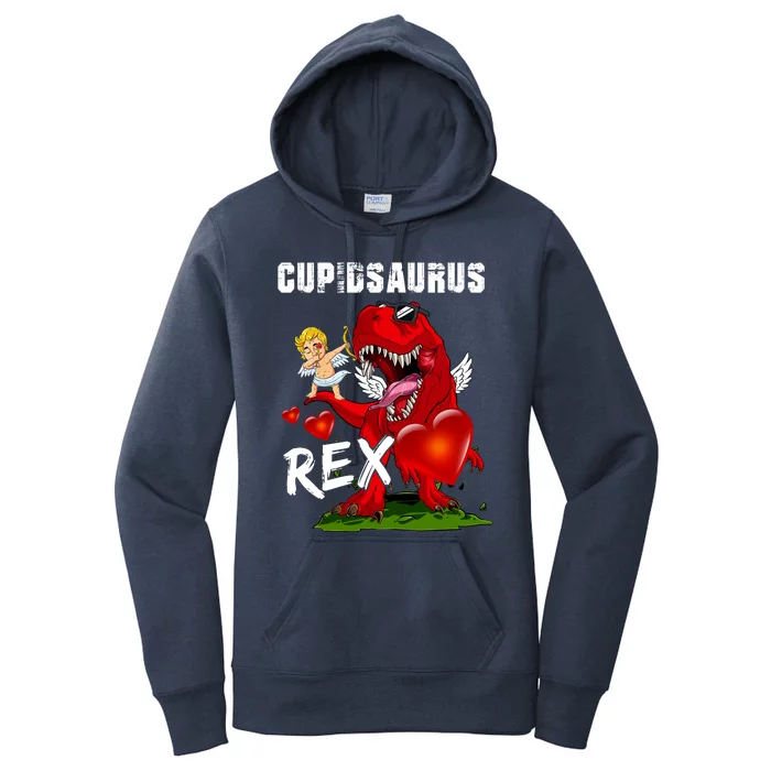 Funny Cupidsaurus Rex Dabbing Cupid Dinosaur Valentine's Day Gift Women's Pullover Hoodie