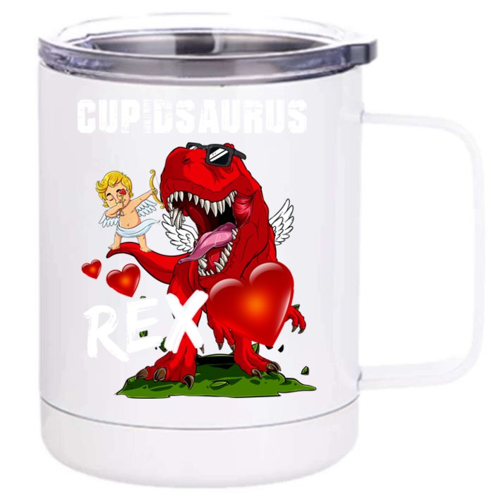 Funny Cupidsaurus Rex Dabbing Cupid Dinosaur Valentine's Day Gift Front & Back 12oz Stainless Steel Tumbler Cup