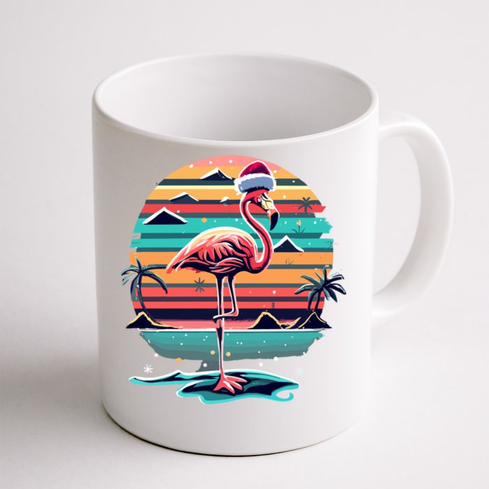 Flamingo Christmas Retro Sunset Vintage Xmas Meaningful Gift Front & Back Coffee Mug