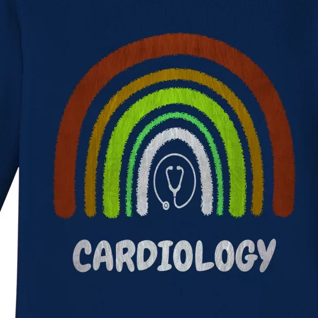 Funny Cardiology Rainbow Cardiologist Heart Surgeon Cute Gift Baby Long Sleeve Bodysuit