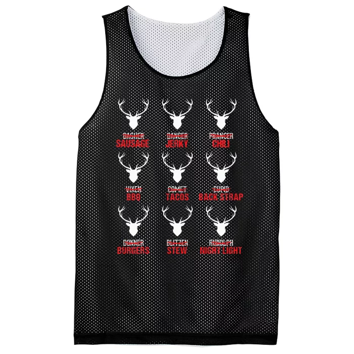 Funny Christmas Reindeer Hunter Deer Meat Hunting Gifts Mesh Reversible Basketball Jersey Tank