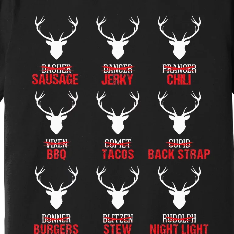 Funny Christmas Reindeer Hunter Deer Meat Hunting Gifts Premium T-Shirt