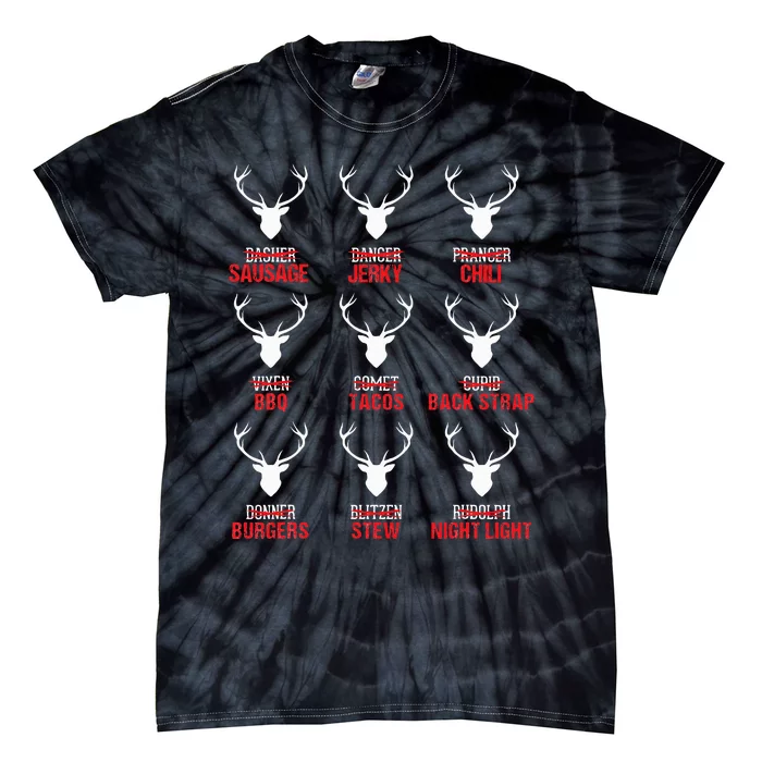 Funny Christmas Reindeer Hunter Deer Meat Hunting Gifts Tie-Dye T-Shirt