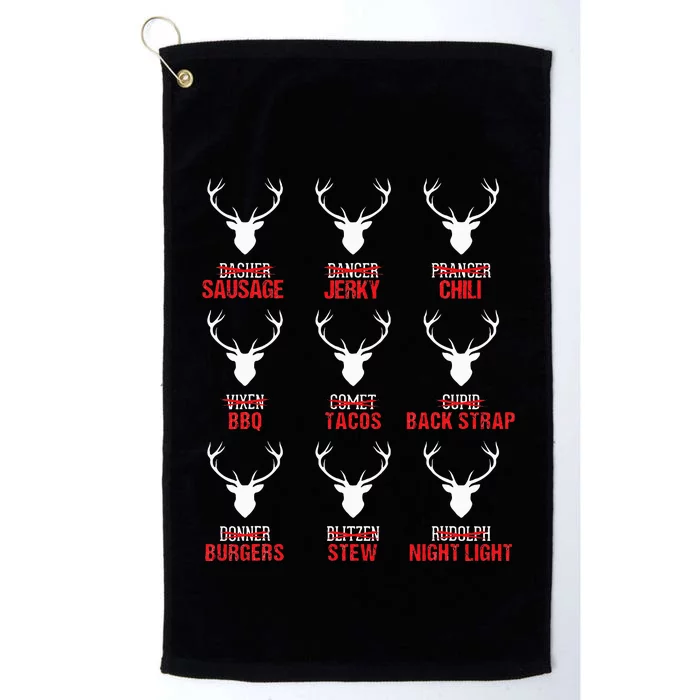 Funny Christmas Reindeer Hunter Deer Meat Hunting Gifts Platinum Collection Golf Towel