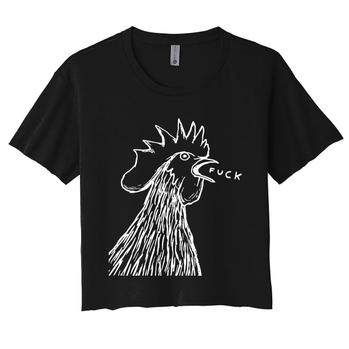 Funny Chicken Rooster Saying Fuck Women's Crop Top Tee