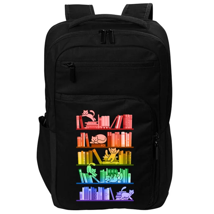 Funny Colorful Rainbow Library Cats Impact Tech Backpack