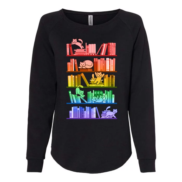 Funny Colorful Rainbow Library Cats Womens California Wash Sweatshirt