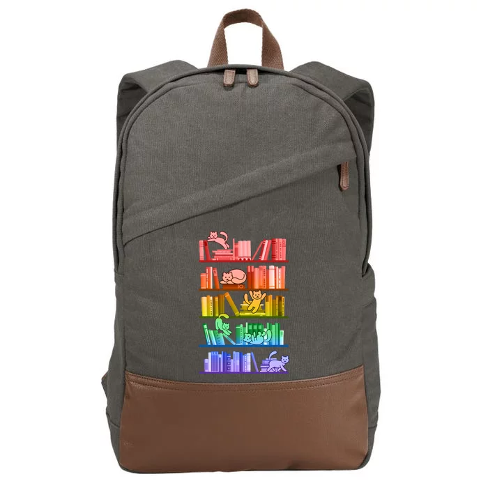 Funny Colorful Rainbow Library Cats Cotton Canvas Backpack