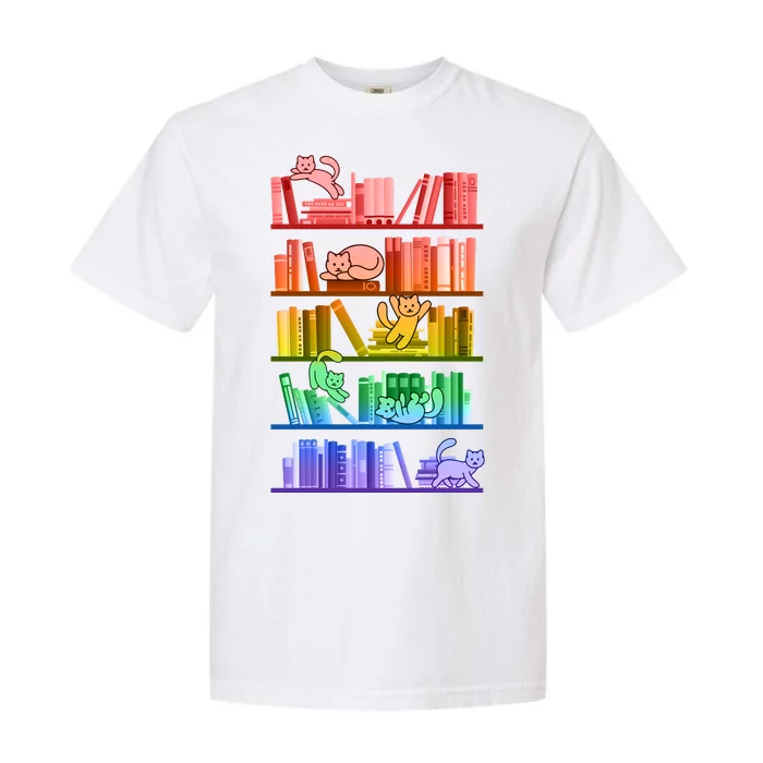 Funny Colorful Rainbow Library Cats Garment-Dyed Heavyweight T-Shirt