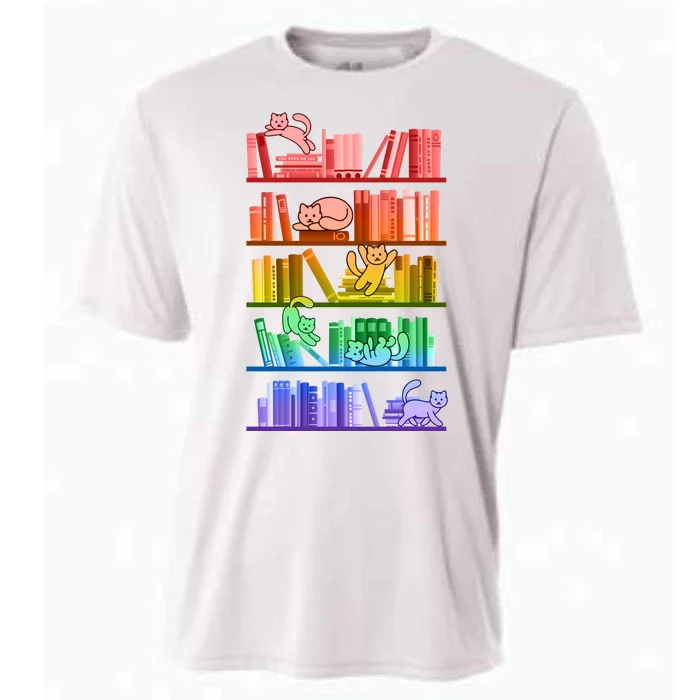 Funny Colorful Rainbow Library Cats Cooling Performance Crew T-Shirt