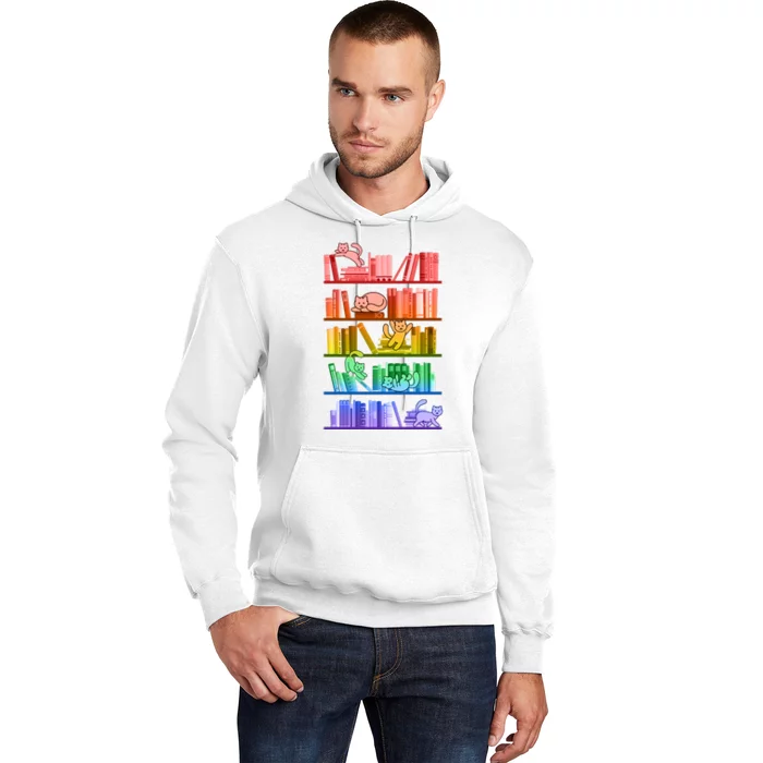 Funny Colorful Rainbow Library Cats Hoodie