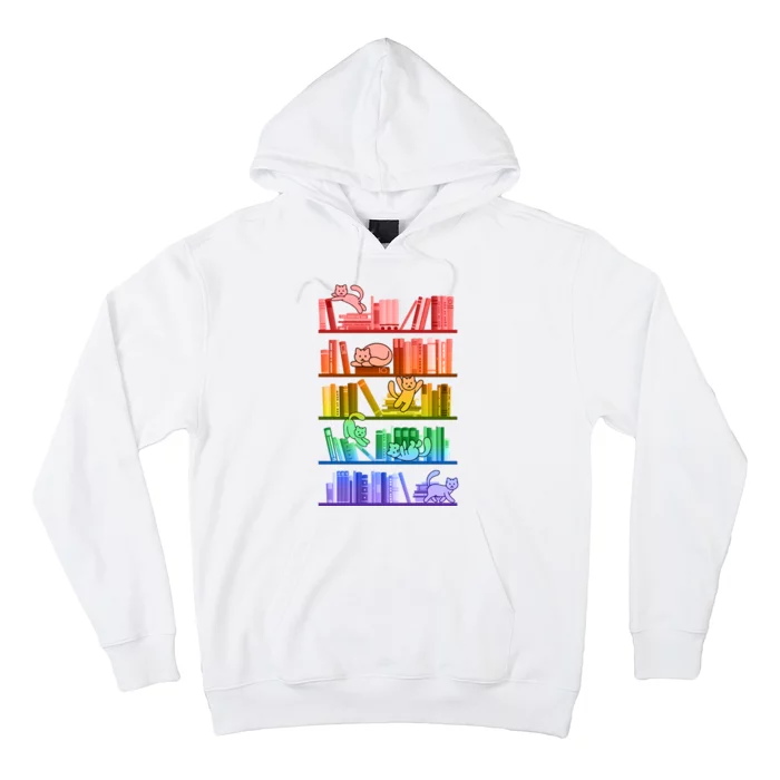 Funny Colorful Rainbow Library Cats Hoodie