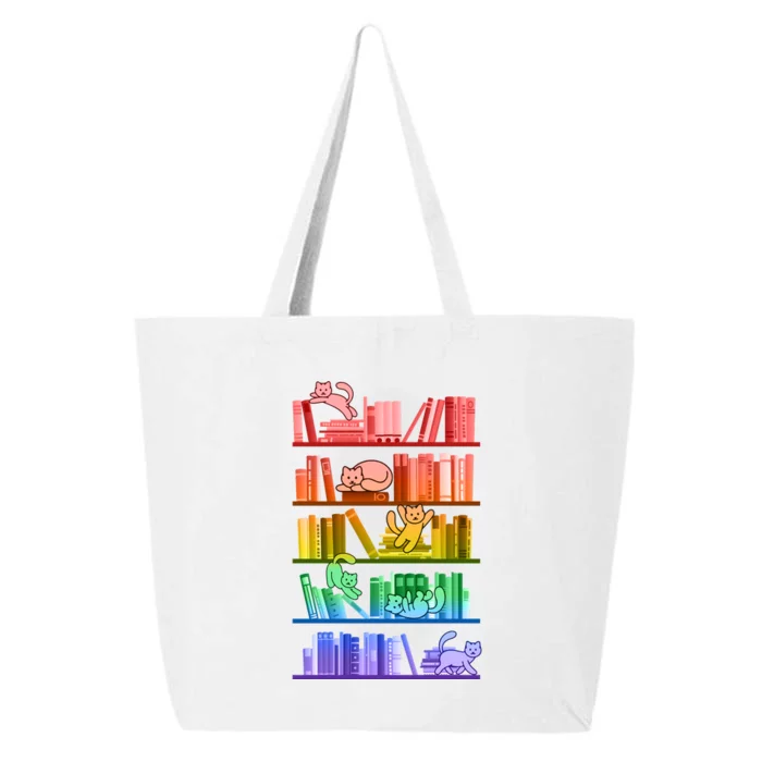 Funny Colorful Rainbow Library Cats 25L Jumbo Tote